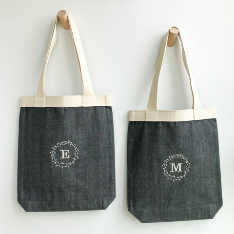 Handmade Tote Bag - Black Denim