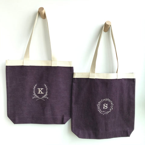Handmade Tote Bag - Purple Denim