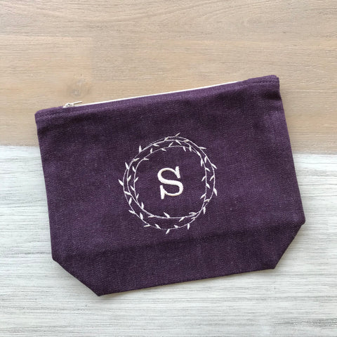 Personalised Handmade Pouch - Purple Denim