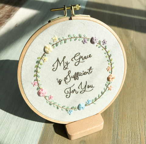 Hand Embroidery Wall Hang - My Grace is Sufficient For You