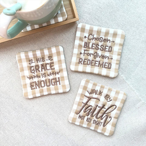 Checkered Square Coasters - Set of 3