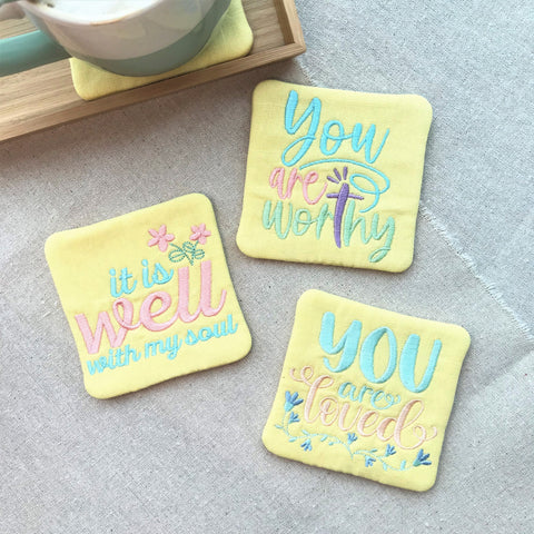 Yellow Square Coasters - Set of 3